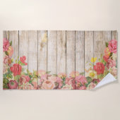  Rustische Romantische Rozen Hout Strandlaken (Voorkant)