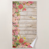Rustische Romantische Rozen Hout Strandlaken (Voorkant)