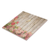  Rustische Romantische Rozen Hout Tegeltje (Zijkant)