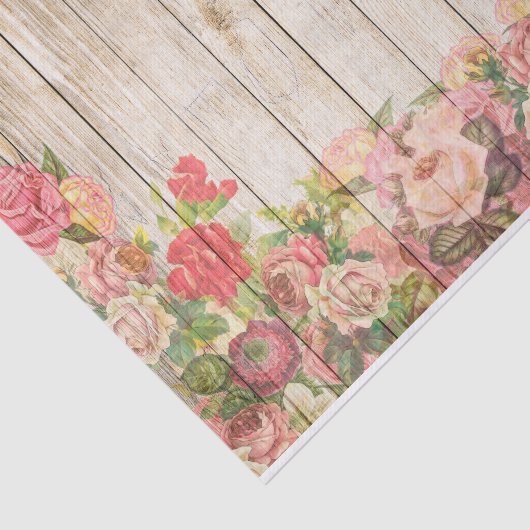 Rustische Romantische Rozen Hout Tissuepapier (Detail)