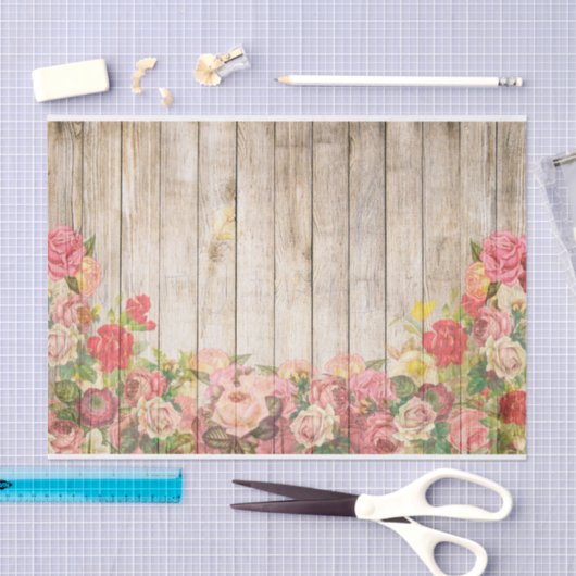 Rustische Romantische Rozen Hout Tissuepapier (Craft)