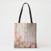 Rustische Romantische Rozen Hout Tote Bag (Voorkant)