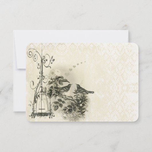 Rustische Romantische  vogeltrek RSVP Kaartje (Achterkant)