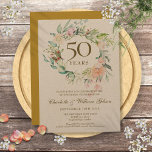 Rustische Rozen Garland 50e Golden Jubileum Kaart<br><div class="desc">Deze netelige waterverf florale groenery garland,  die 50 jaar oud is voor de boze bruiloft,  kan gepersonaliseerd worden met je speciale verjaardagsinformatie. Op de achterzijde staat een matchende bloemkool die je jubileumdatums opstelt. Ontworpen door: Thisnotme©</div>