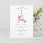 Rustische Rozen Glitter Eiffel Paris Minimal Sweet Kaart (Staand voorkant)
