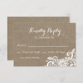 Rustische RSVP in Burlap en Lace (Voorkant / Achterkant)