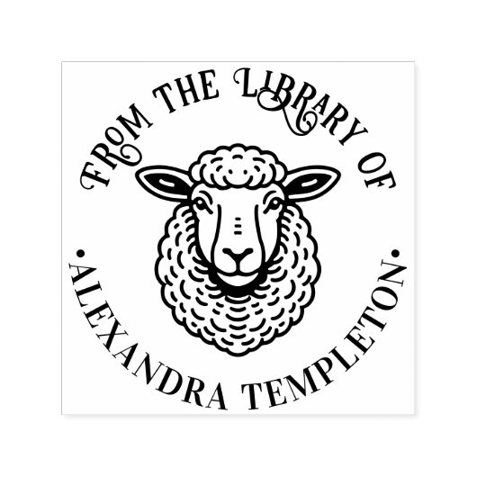 Rustische schapen kop bibliotheek boek naam #1P Zelfinktende Stempel (Design)