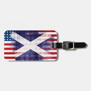 Rustische Schotse Amerikaanse vlag Bagagelabel