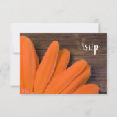 Rustische Sinaasappel Daisy Barn Wood Wedding RSVP (Voorkant)