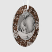 Rustische Snowflakes Baby Eerste Kerstmis Ornament (voorkant)