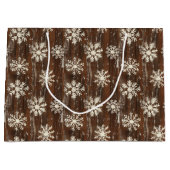 Rustische Snowflakes Groot Cadeauzakje (Voorkant)