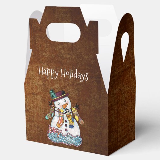 Rustische Snowman en Sokken kerstcadeaudoos Bedankdoosjes (Geopend)