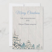 Rustische  Snowy Bossen FotokerstKaart Feestdagenkaart (Achterkant)