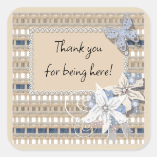 Rustische sticker, bruiloft vierkante sticker