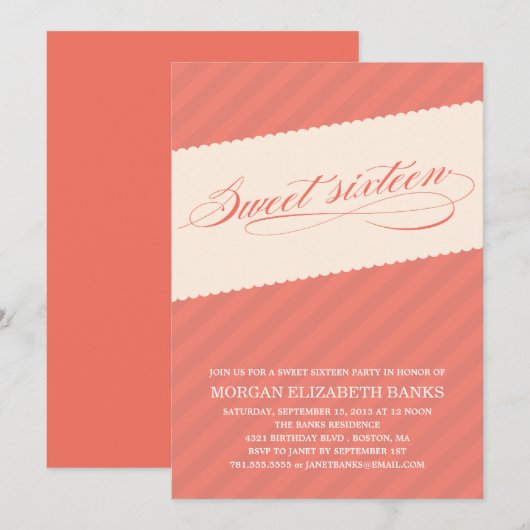 RUSTISCHE STRIPES | ZWITTE ZES INVITATIE KAART (Voorkant / Achterkant)