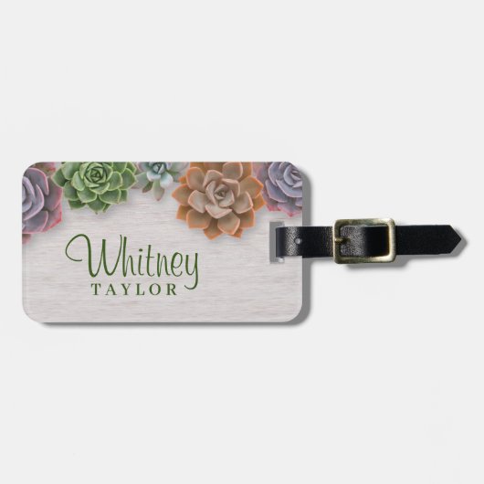 Rustische Succulenten Bagagelabel (Voorkant horizontaal)