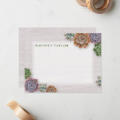 Rustische Succulenten Notitiekaartje (Voorkant / Achterkant in situ)