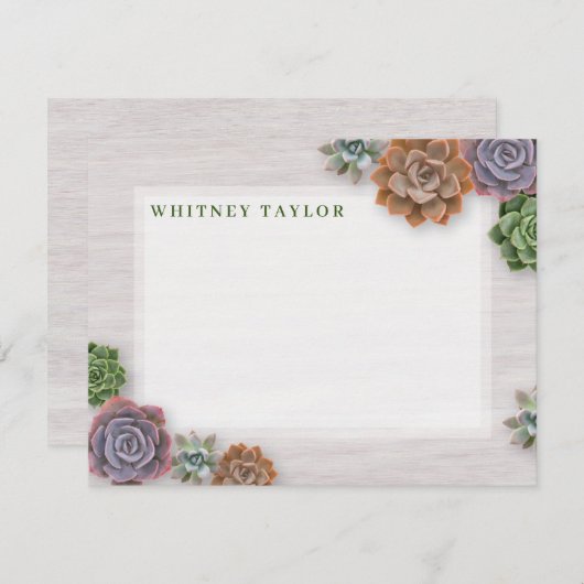 Rustische Succulenten Notitiekaartje (Voorkant / Achterkant)