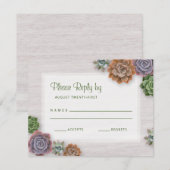 Rustische Succulenten RSVP Kaartje (Voorkant / Achterkant)