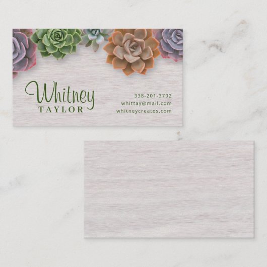 Rustische Succulenten Visitekaartje (Voorkant / Achterkant)