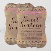 Rustische  Sweet Sixteen Birthday-uitvindingen Kaart (Voorkant / Achterkant)