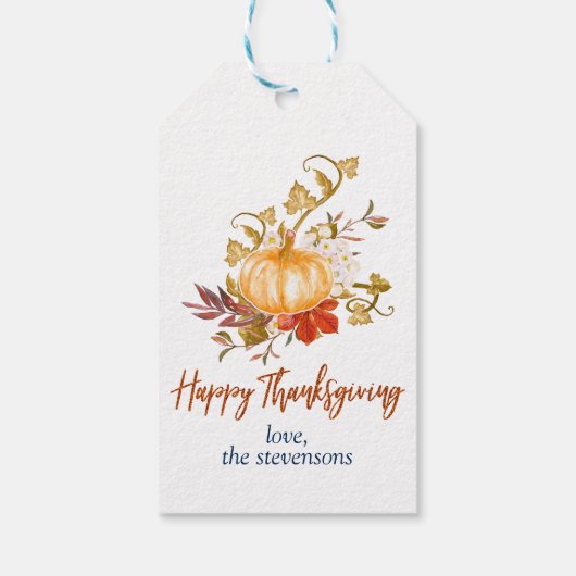Rustische Thanksgiving najaar pompoen Cadeaulabel (Achterkant)