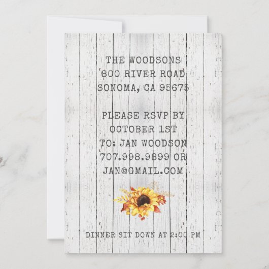 Rustische Thanksgiving - Najaarsuitnodiging Kaart (Achterkant)