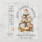 Rustische Thanksgiving - Najaarsuitnodiging Kaart (Voorkant / Achterkant)