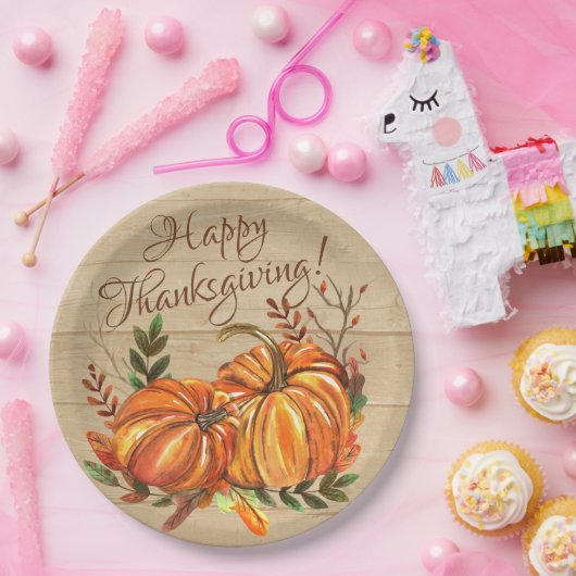 Rustische Thanksgiving Pumpkins Papieren Bordje (Feest)