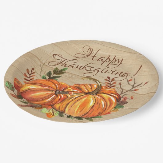 Rustische Thanksgiving Pumpkins Papieren Bordje (Gekanteld)