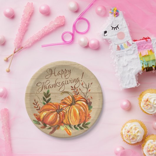 Rustische Thanksgiving Pumpkins Papieren Bordje (Feest)