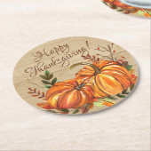 Rustische Thanksgiving Pumpkins Ronde Kartonnen Onderzetter (Gebogen)
