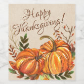 Rustische Thanksgiving Pumpkins Wijn Etiket (Enkel label)