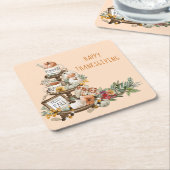 Rustische Thanksgiving Waterverf Pumpkins Autumn Kartonnen Onderzetters (Schuin)