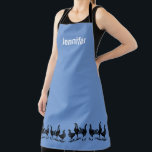 Rustische trendy kippen op blauwe monogram schort<br><div class="desc">Moderne trendy kippen op blauwe monogram naam Apron.
Voeg je eigen naam toe om je aan te passen.</div>