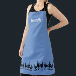 Rustische trendy kippen op blauwe monogram schort<br><div class="desc">Moderne trendy kippen op blauwe monogram naam Apron.
Voeg je eigen naam toe om je aan te passen.</div>