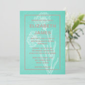 Rustische  Turquoise Wedding Invitations Kaart (Staand voorkant)
