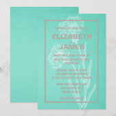 Rustische  Turquoise Wedding Invitations Kaart (Voorkant / Achterkant)