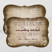 Rustische  Typografie Wedding Invitations Kaart (Voorkant / Achterkant)