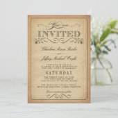 Rustische  Typografie Wedding Invitations Kaart (Staand voorkant)