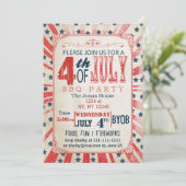Rustische  Uitnodiging vierde feestdag juli (Staand voorkant)