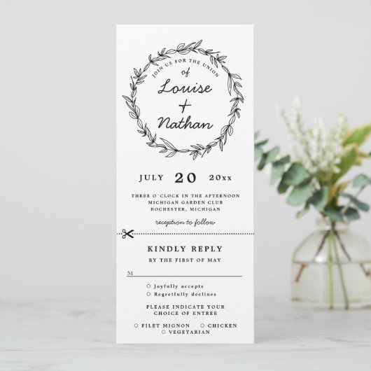 Rustische uitnodiging voor bruiloft rsvp bijgevoeg (Staand voorkant)