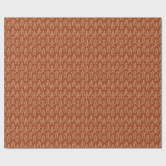 Rustische vakantie dennenboom patroon roest goudbr cadeaupapier (Vlak)