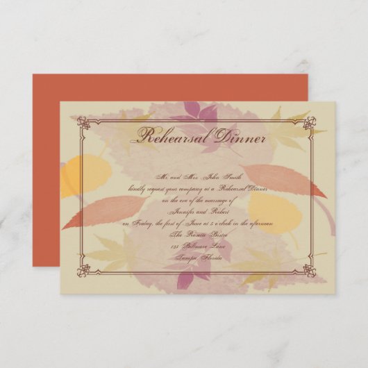 Rustische val springt bruiloft Invoegsel repetitie Kaart (Voorkant / Achterkant)