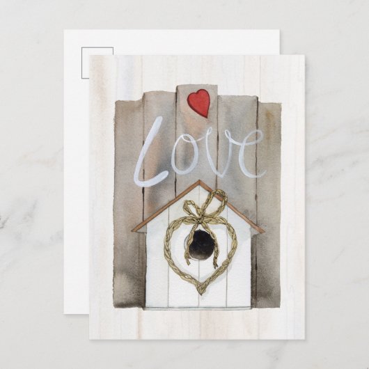 Rustische Valentijn Birdhouse Briefkaart (Voorkant / Achterkant)