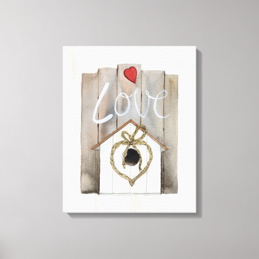 Rustische Valentijn Birdhouse Canvas Afdruk (Voorkant)