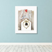 Rustische Valentijn Birdhouse Canvas Afdruk (Insitu (Houten vloer))