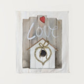 Rustische Valentijn Birdhouse Wandkleed (Voorkant)