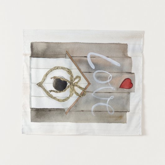 Rustische Valentijn Birdhouse Wandkleed (Voorkant (horizontaal))