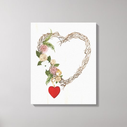Rustische Valentijn Heart Wreath I Canvas Afdruk (Voorkant)